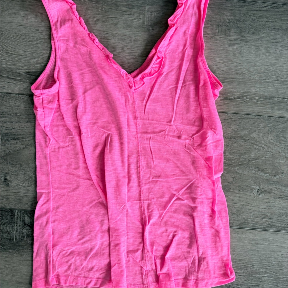 Lilly Pulitzer Hot Pink Ruffle V-Neck Tank - Picture 2 of 3